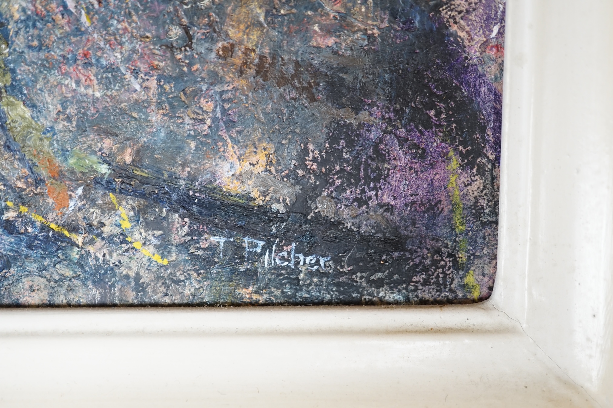 From the Studio of Fred Cuming. Terence Pilcher (20th. C), contemporary oil on board, ‘Bonfire’, signed, 30 x 30cm. Condition - good